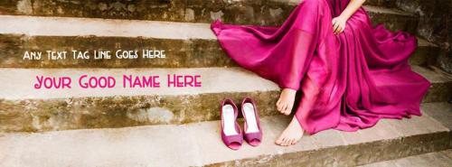 Purple dress heels girl FB Cover With Name 