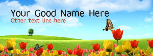 Red Yellow Flowers FB Cover With Name 