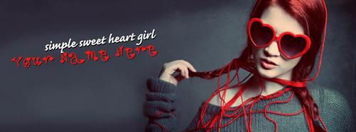 Simple Sweet Heart Girl FB Cover With Name 