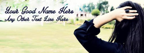 Stylish Girl in Black FB Cover With Name 