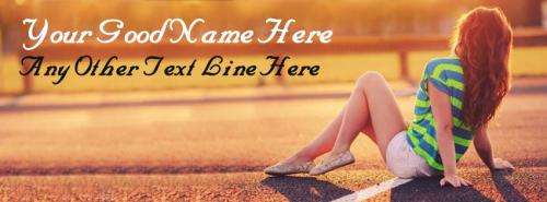 Stylish Girl Waiting FB Cover With Name 