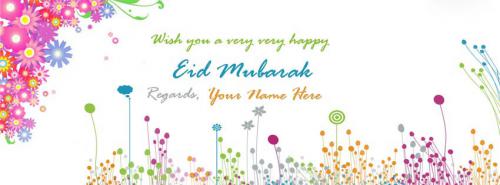 Wish You Eid Mubarak FB Cover With Name 