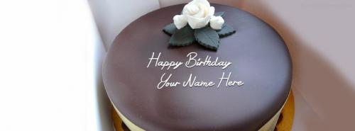 Yummy Birthday Chocolate Cake FB Cover With Name 