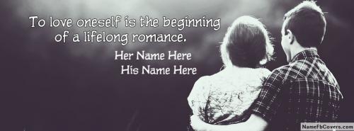 Romantic Couple Quote FB Cover With Name 