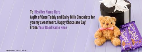Unique Chocolate Day Wish FB Cover With Name 