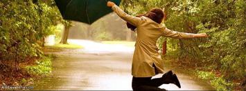 Happy Girl In Rain Facebook Cover Photos