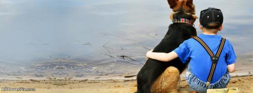 Cute Kid With Dog Cover Photos Fb -  Facebook Covers