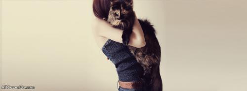 Girl Hug Cat Facebook Timeline Cover Photos -  Facebook Covers
