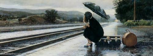 Girl Sitting In Rain Facebook Cover Photos -  Facebook Covers